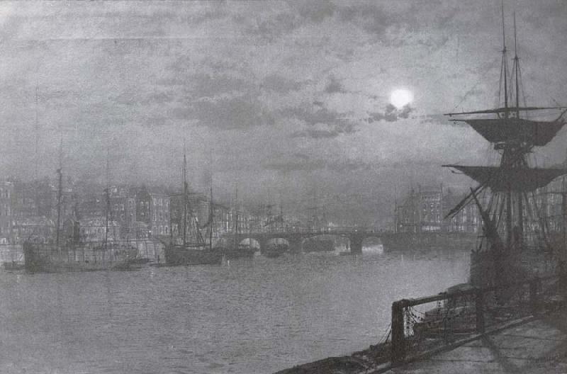 Atkinson Grimshaw Baiting the Lines,Whitby oil painting image